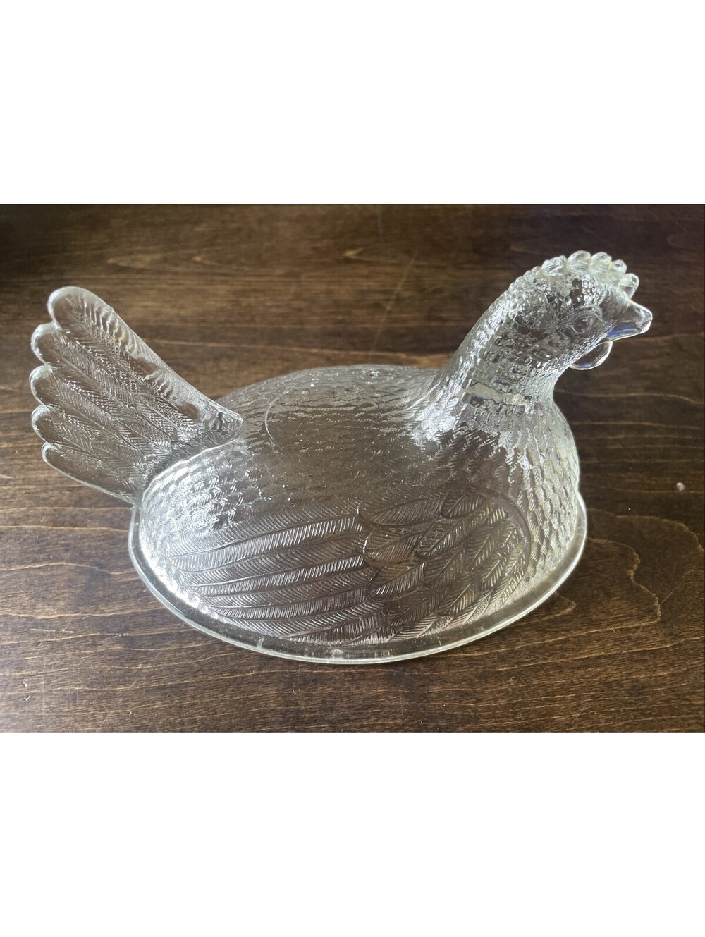Vintage Indiana Glass Hen On A Nest Top ONLY Clear